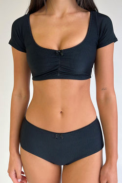 Nicolette Ribbed Bikini Top - Midnight