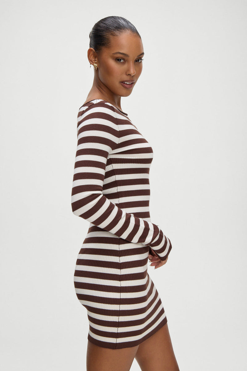 Luca Knit Mini Dress - Brown Sugar Stripe